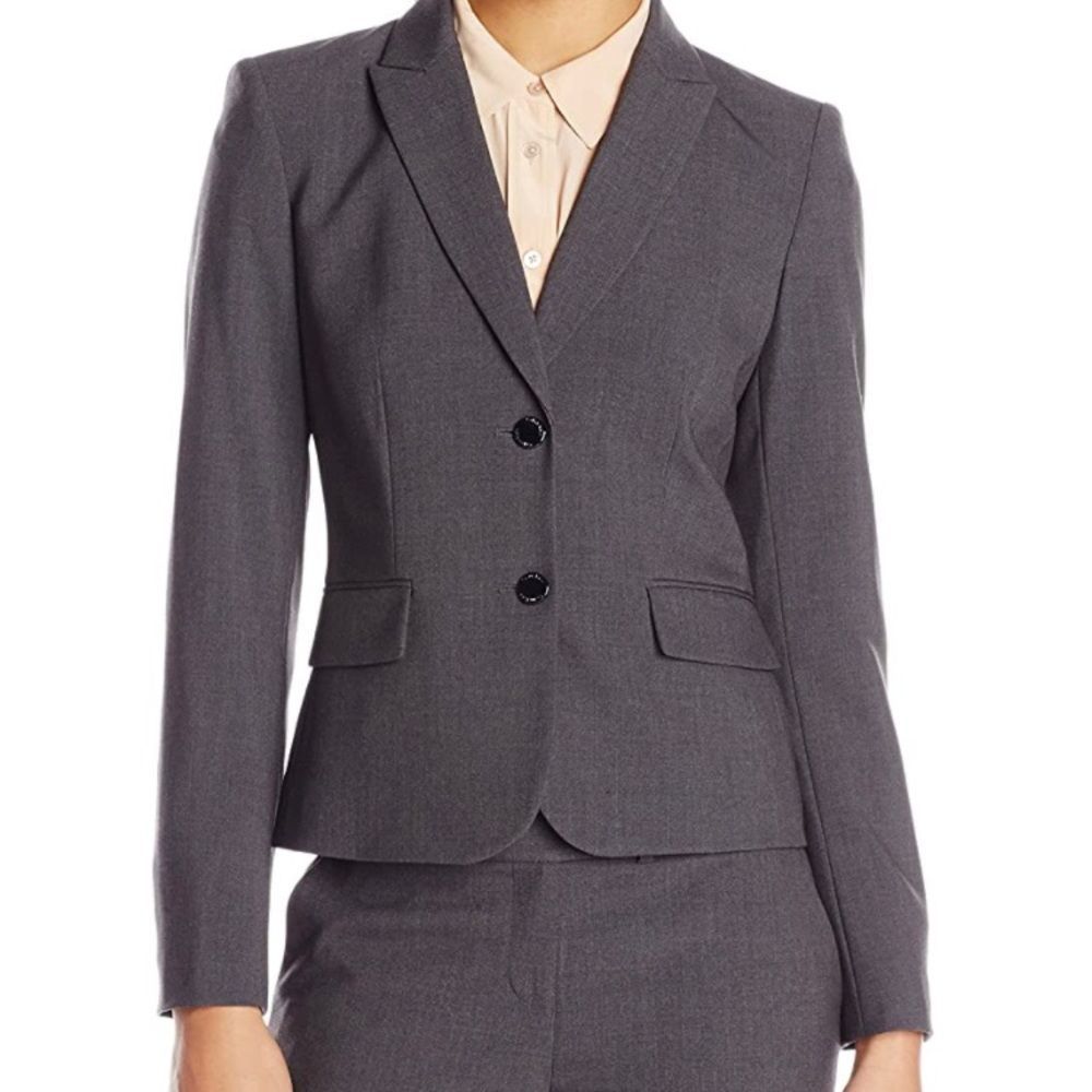 Flattering CK Charcoal Gray Fitted Blazer Size 2P